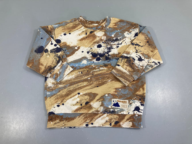 Sweat effet taches brun/kaki/bleu/écru, moins cher chez Petit Kiwi