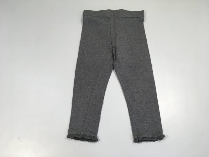 Legging gris foncé chiné bas dentelle, moins cher chez Petit Kiwi