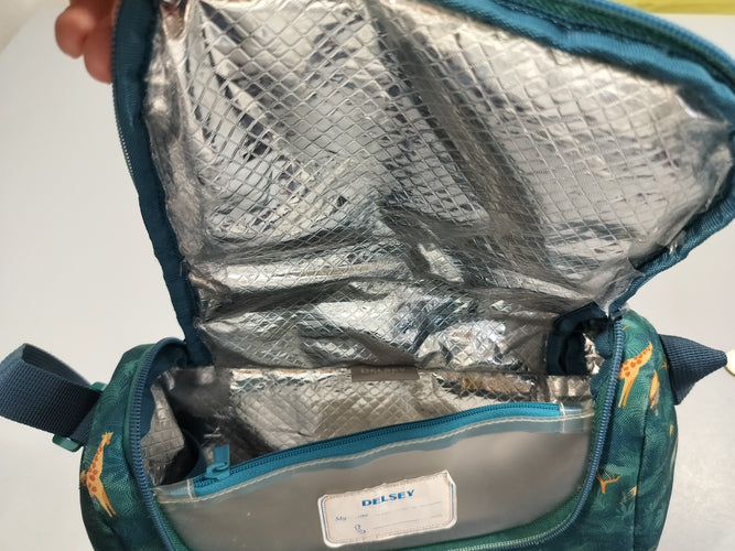 Sac luncbox Delsey vert motifs savane, moins cher chez Petit Kiwi