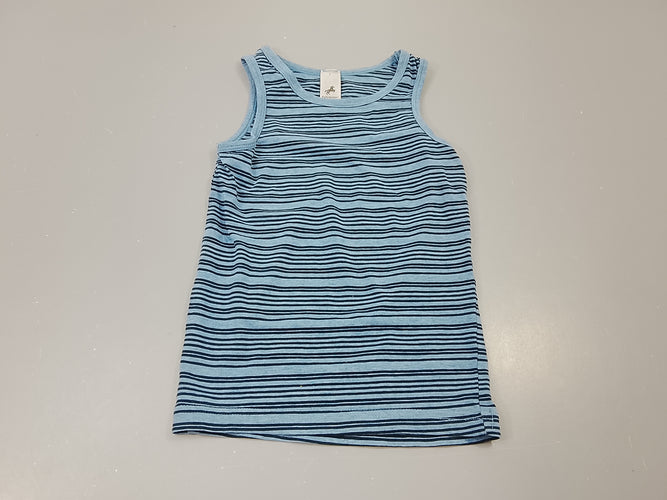 Chemisette s.m bleu chiné rayé bleu marine, moins cher chez Petit Kiwi
