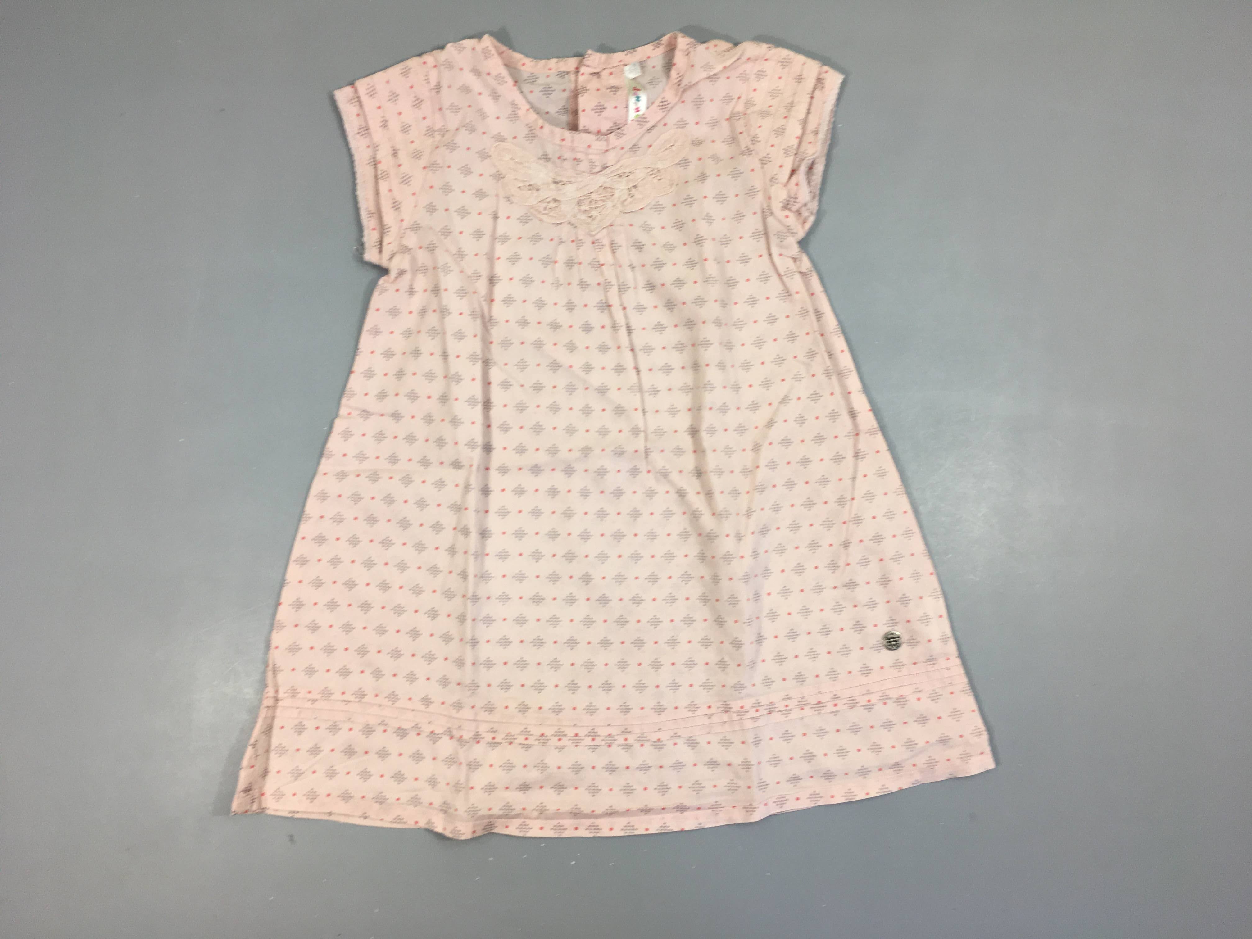 Robe m.c rose pâle motifs dentelle