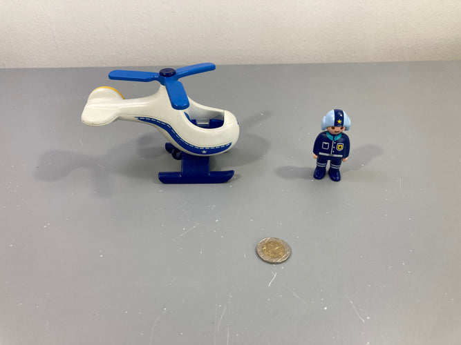 PLAYMOBIL 1,2,3 9383 L'hélicoptère de Police, moins cher chez Petit Kiwi