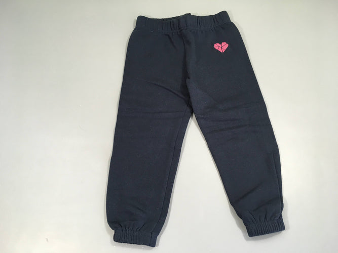 Pantalon de training bleu foncé coeur, moins cher chez Petit Kiwi