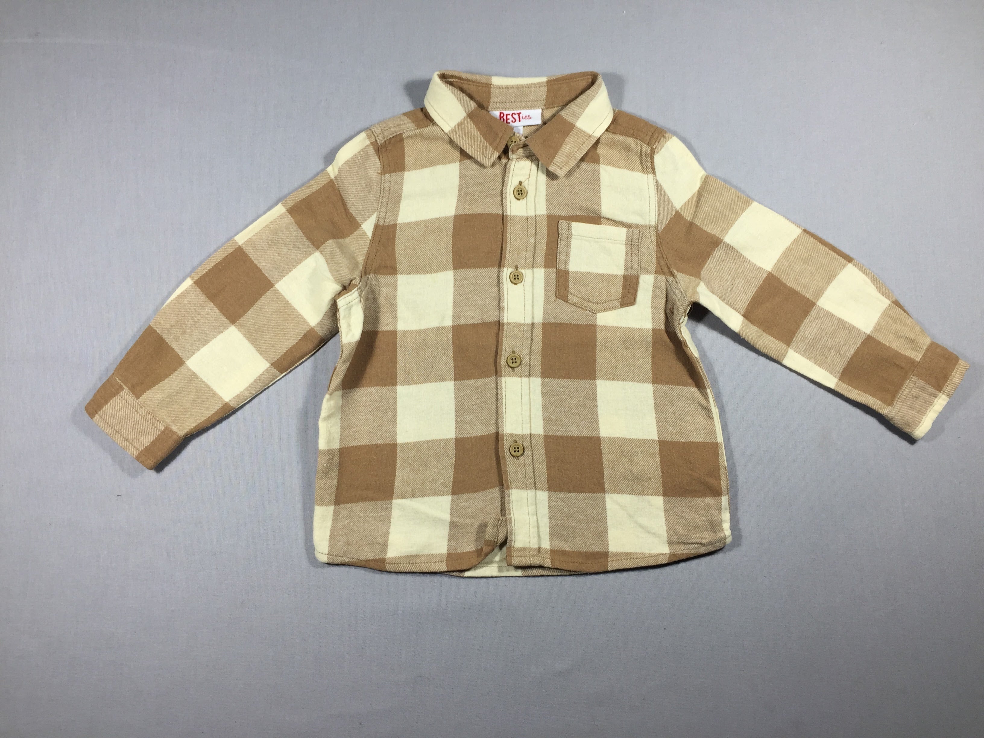 Chemise à carreaux brun/beige