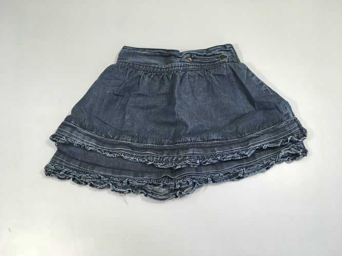 Jupe denim volants froufrous, moins cher chez Petit Kiwi