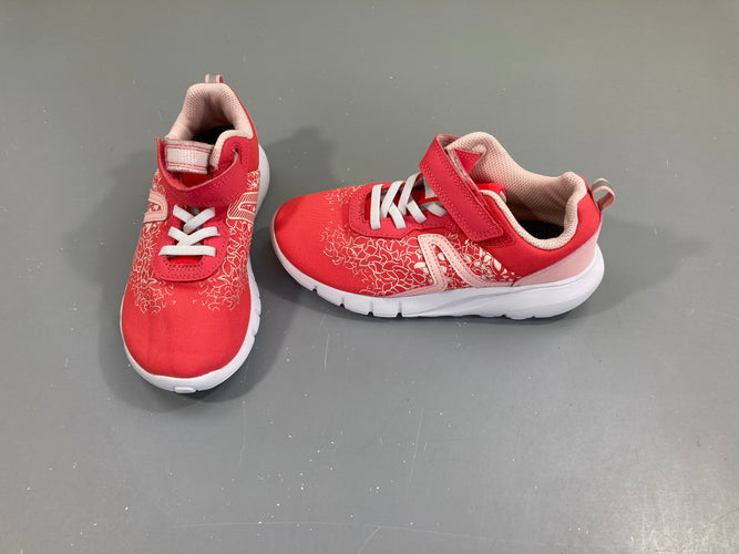 Etat neuf Baskets rose feuillage lacets élastiques, 31, moins cher chez Petit Kiwi