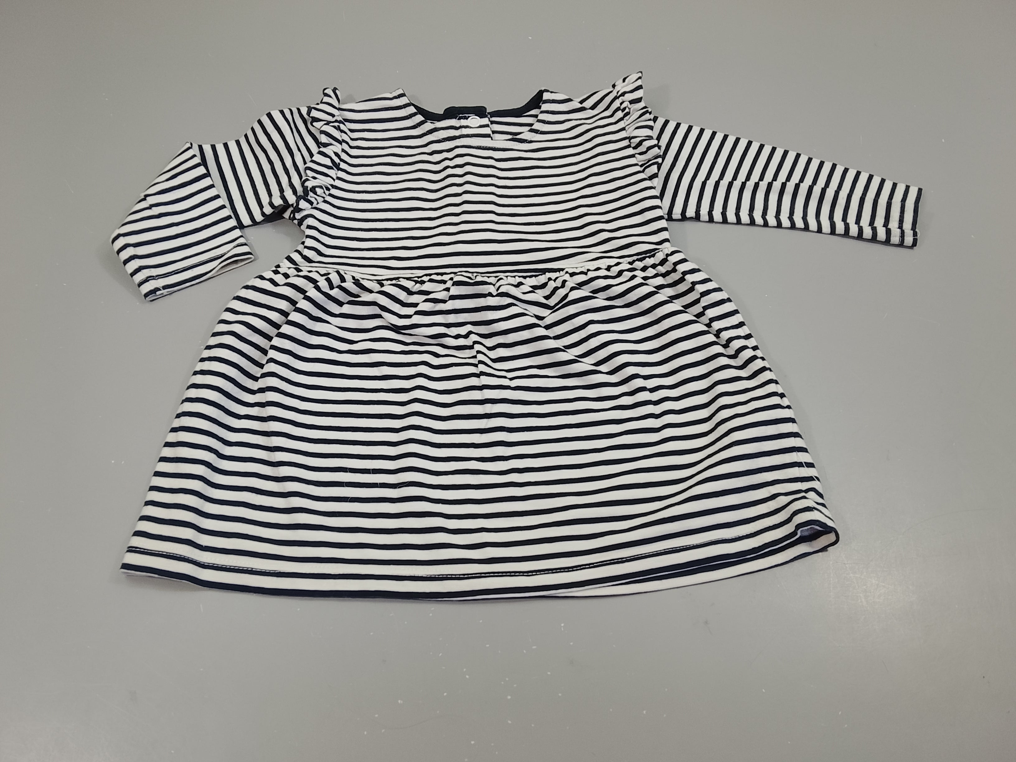 Robe m.l blanche rayé bleu marine