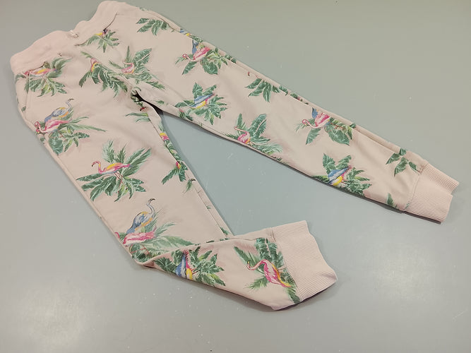 Pantalon jogging, taille et chevilles élastiques, rose clair motifs flamants roses, moins cher chez Petit Kiwi