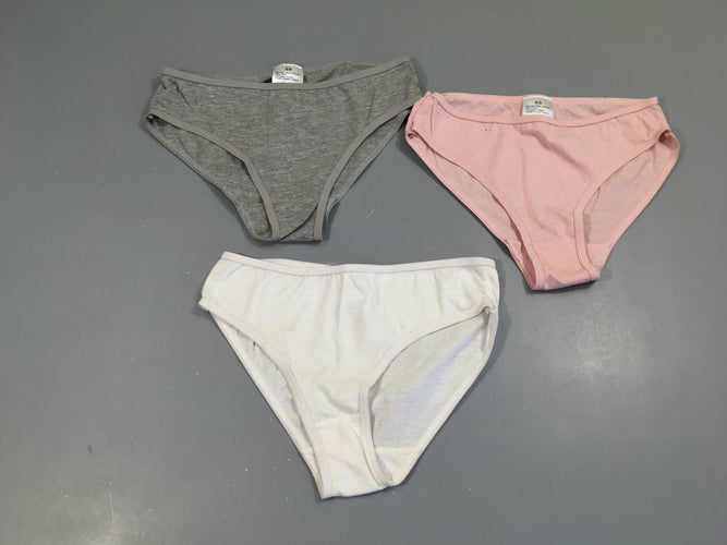 Lot de 3 culottes blanc/gris/rose, moins cher chez Petit Kiwi