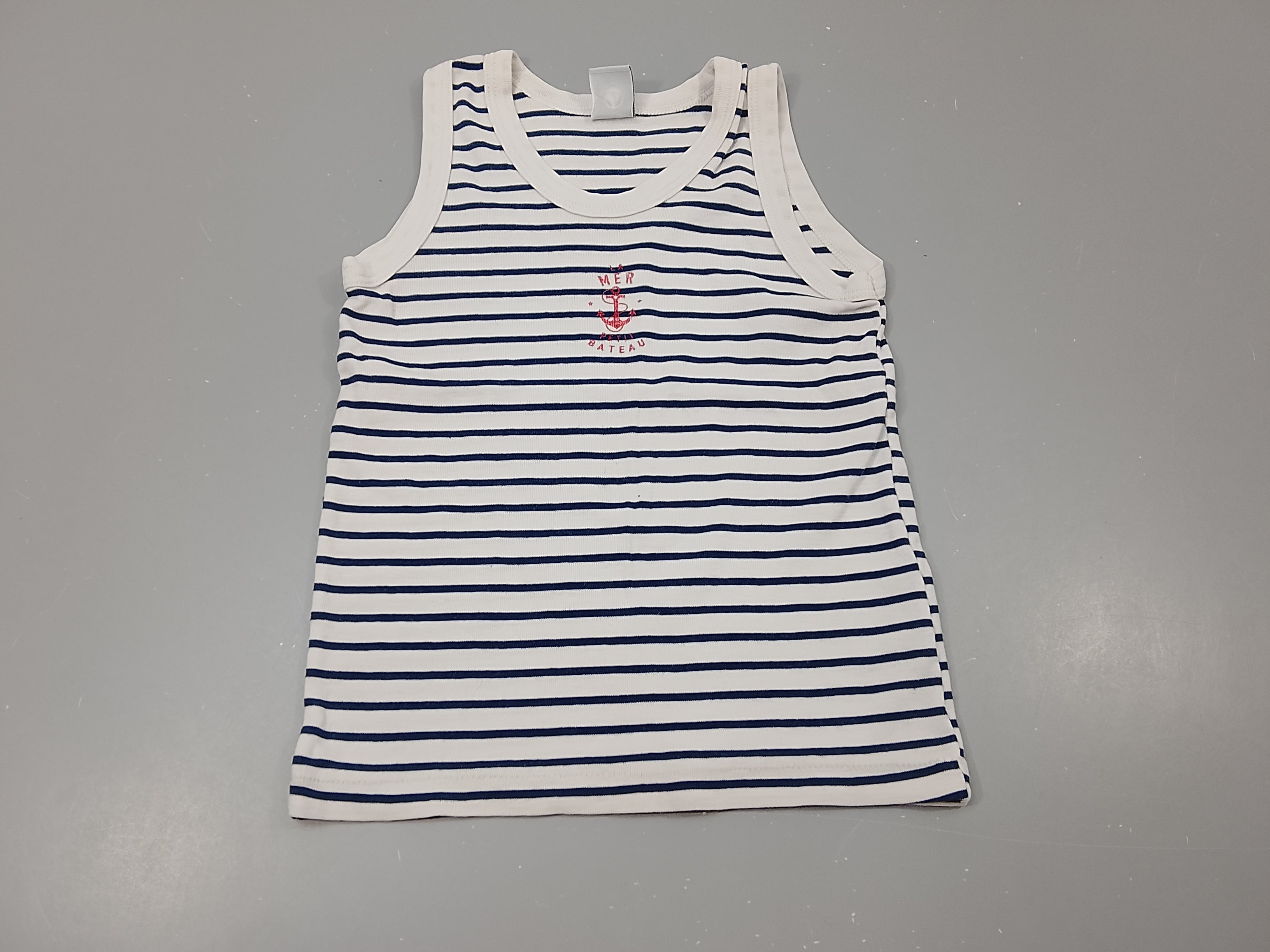 Chemisette s.m blanc rayé bleu marine 