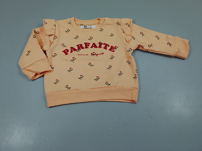 Sweat Bub'l molleton saumon clair "Parfaite", moins cher chez Petit Kiwi