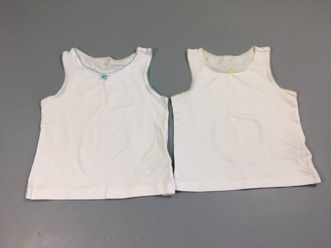 Lot de 2 chemisettes s.m blanches noeuds colorés, moins cher chez Petit Kiwi