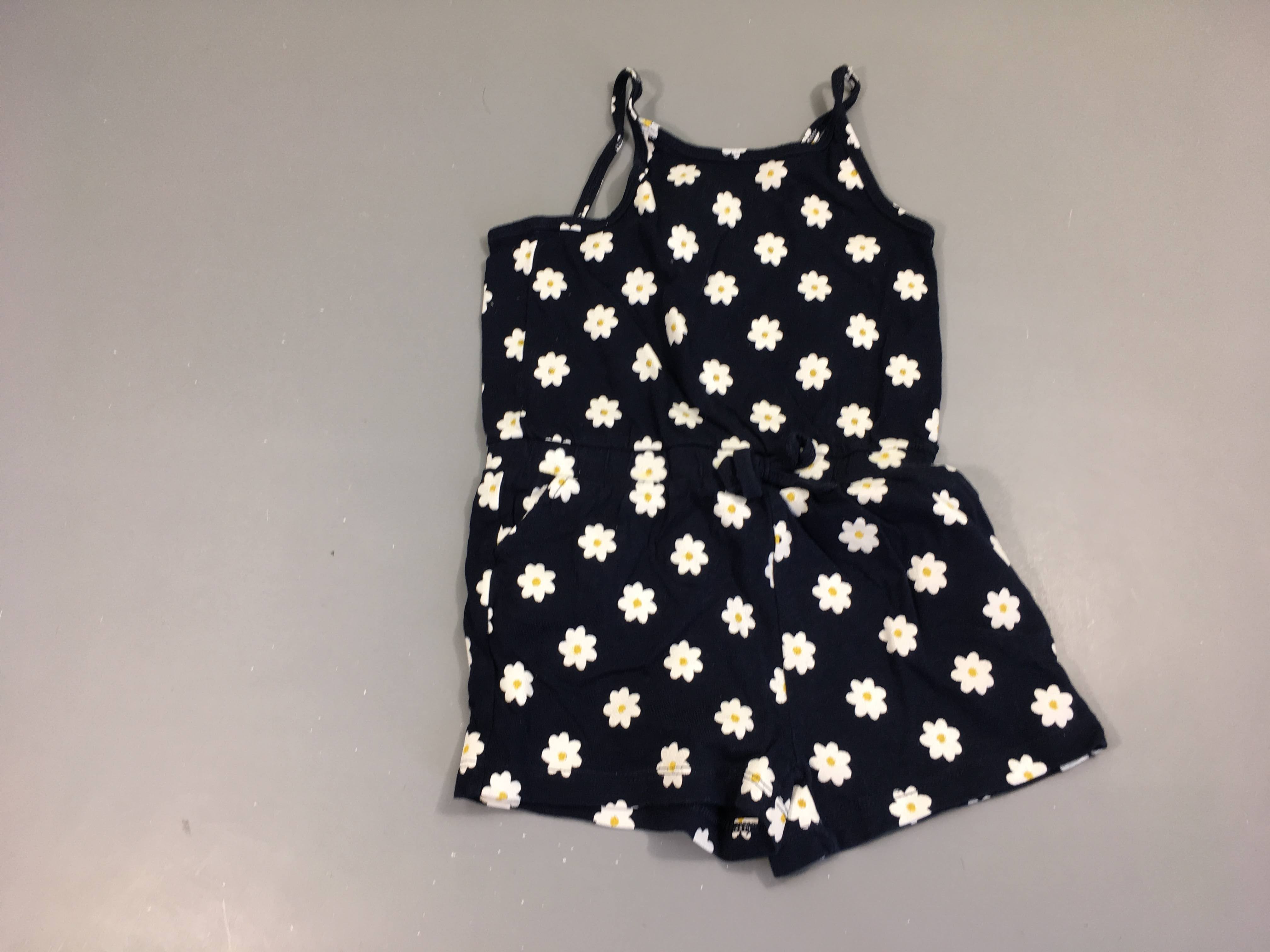 Combishort fines bretelles jersey bleu foncé fleurs