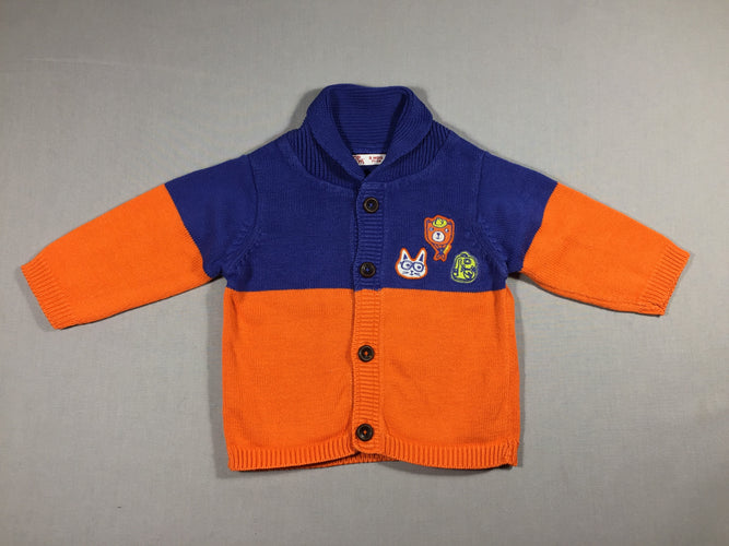 Gilet bleu-Mauve/orange, moins cher chez Petit Kiwi