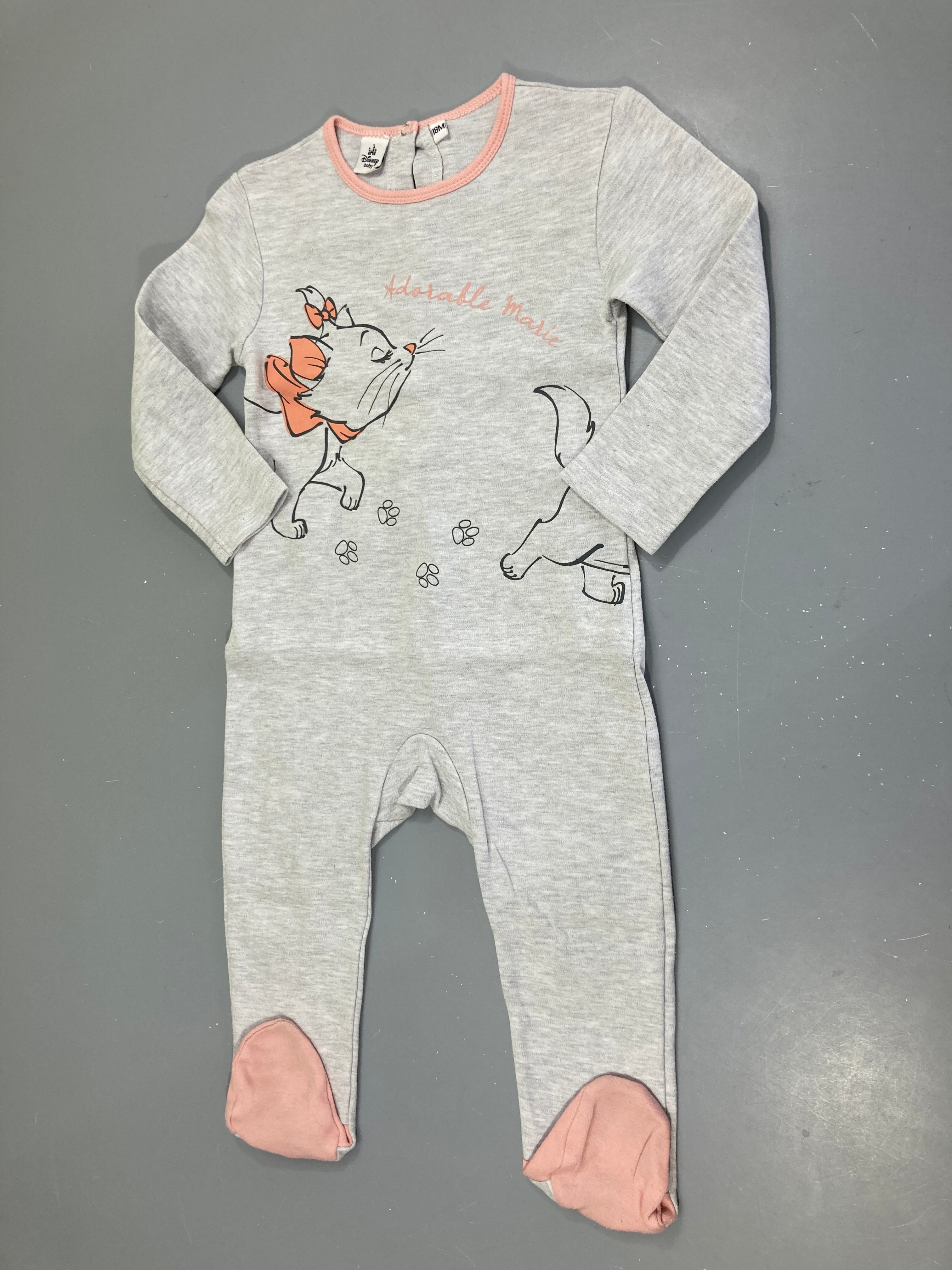 Pyjama jersey gris flammé Marie aristochats, légèrement bouloché