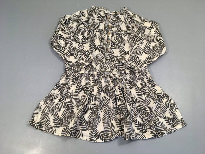 Robe m.l écru/gris feuillage boutons, moins cher chez Petit Kiwi