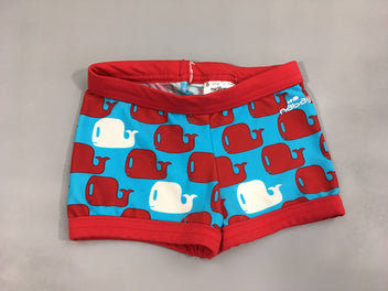 Maillot boxer rouge/bleu poissons