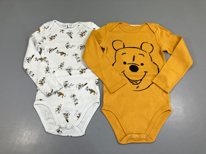 Lot de 2 bodies m.l jaune/blanc Winnie l'ourson, moins cher chez Petit Kiwi