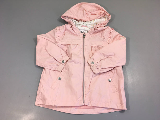 Veste légère zippée rose à capuche froufrous, moins cher chez Petit Kiwi