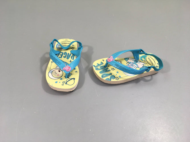 Tongs bleu/jaune Peppa Pig Havaianas, 22, moins cher chez Petit Kiwi