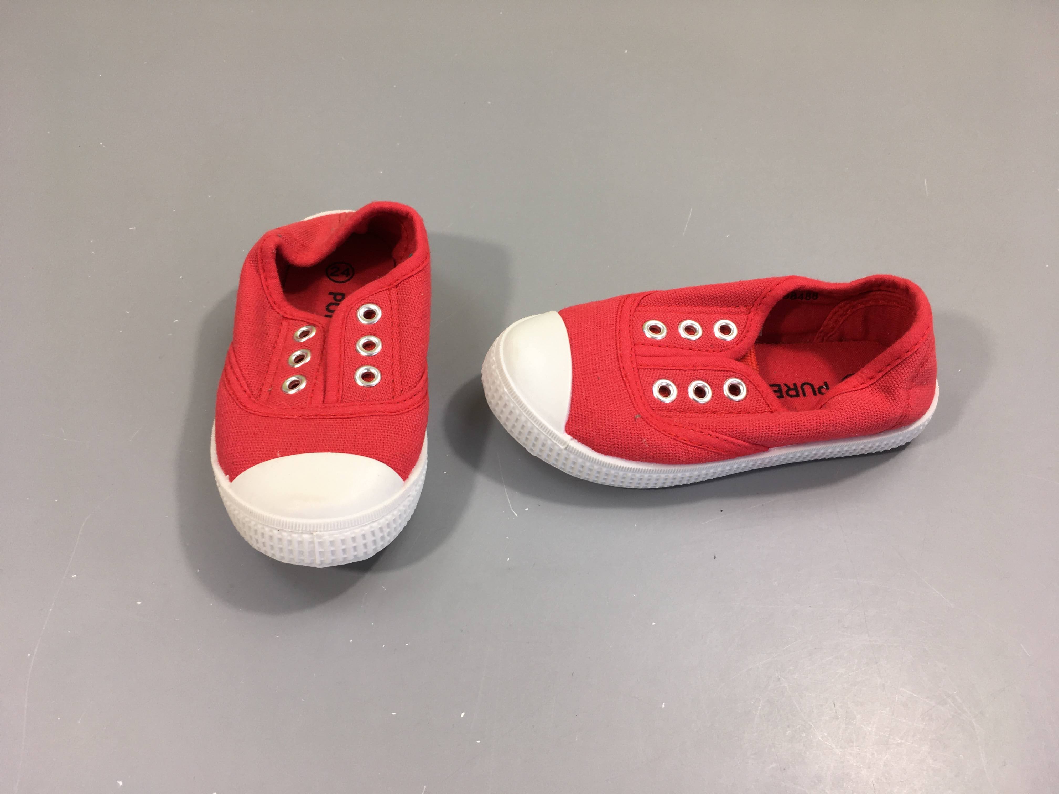 Baskets toiles basses rouge bande élastique, 24