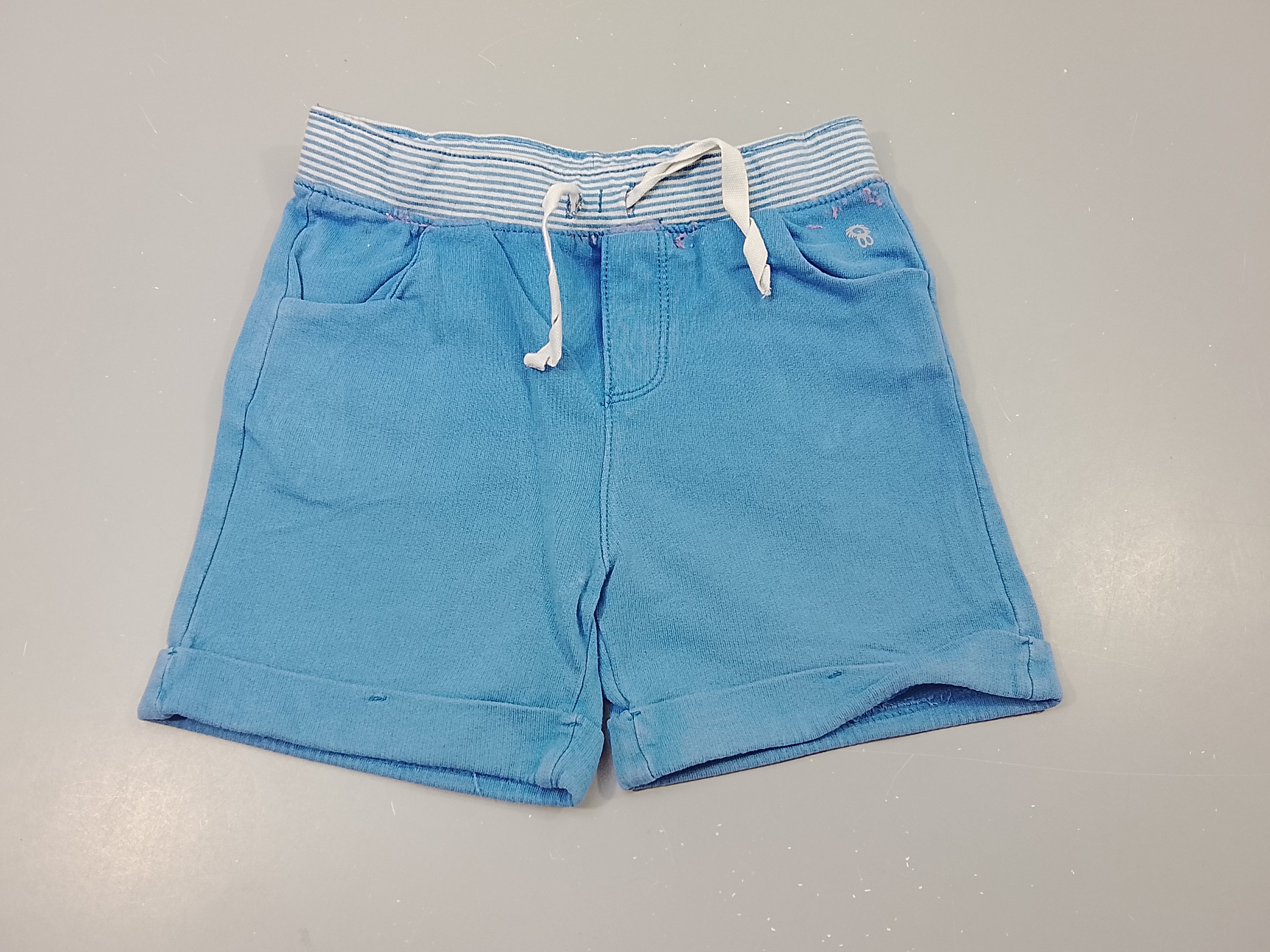 Short  jersey bleu , taille élastique bleu rayé blanc