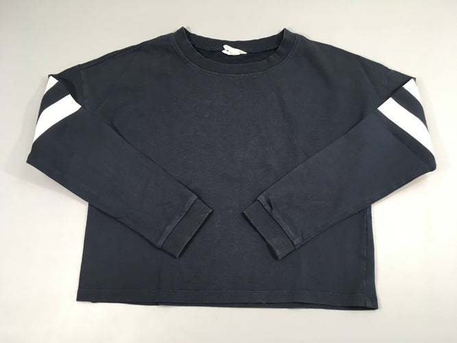 Sweat léger bleu foncé bandes blanc, moins cher chez Petit Kiwi