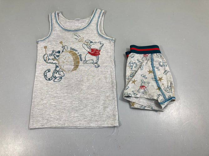 Chemisette s.m gris flammé Winnie + boxer, moins cher chez Petit Kiwi