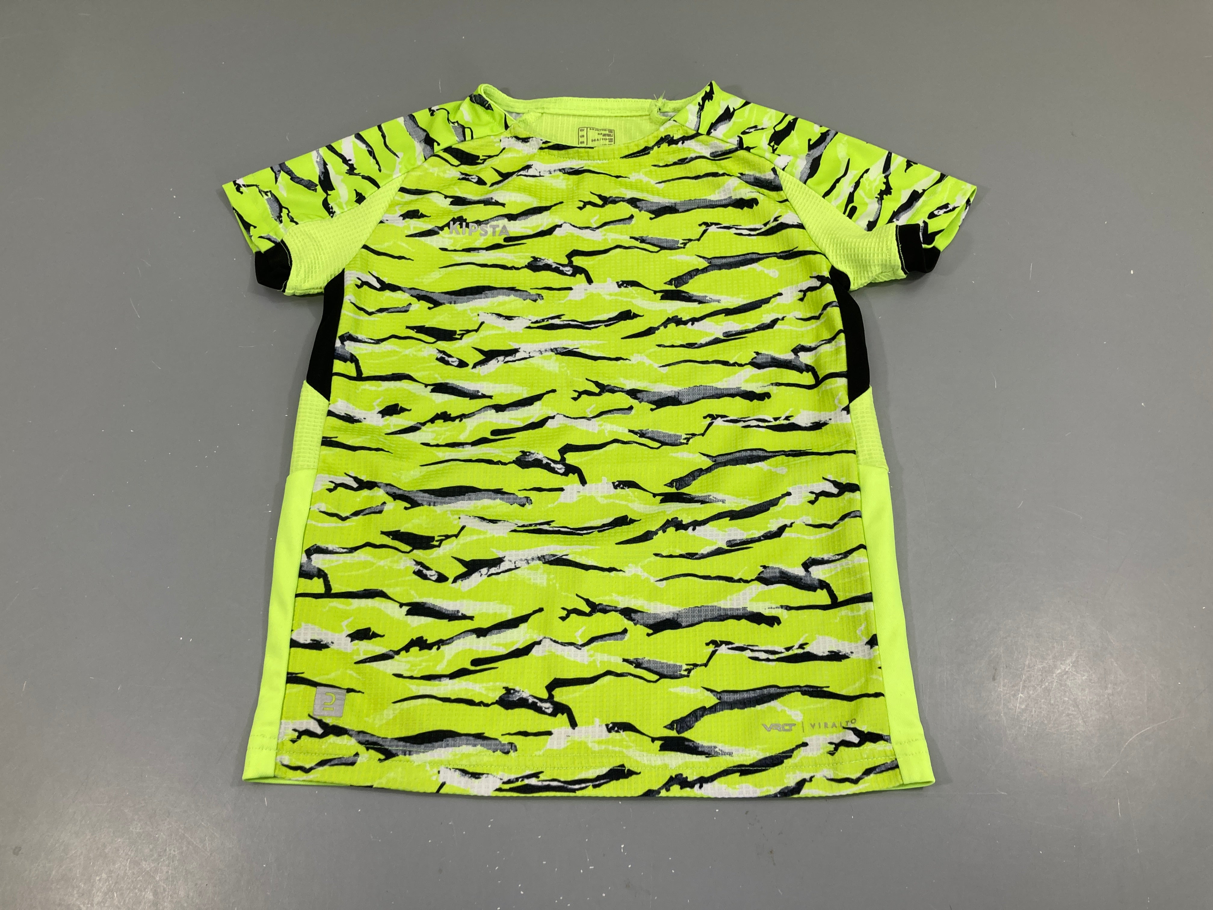 T-shirt m.c de sport jaune néon rayures kipsta