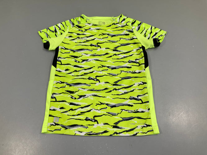 T-shirt m.c de sport jaune néon rayures kipsta, moins cher chez Petit Kiwi