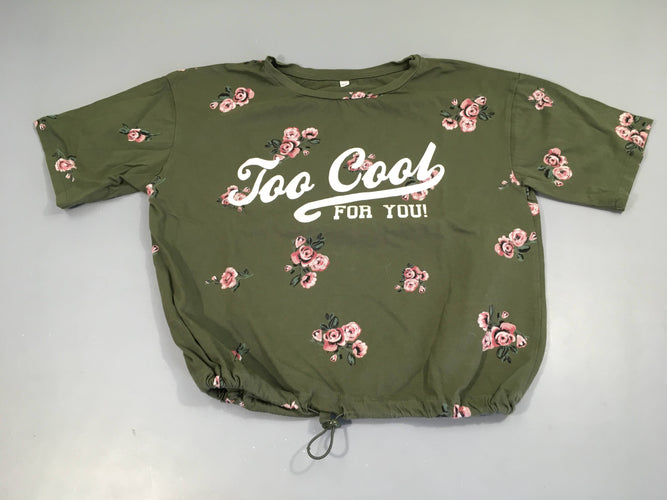 T-shirt m.c kaki fleuri Too Cool Elastique ventre, moins cher chez Petit Kiwi