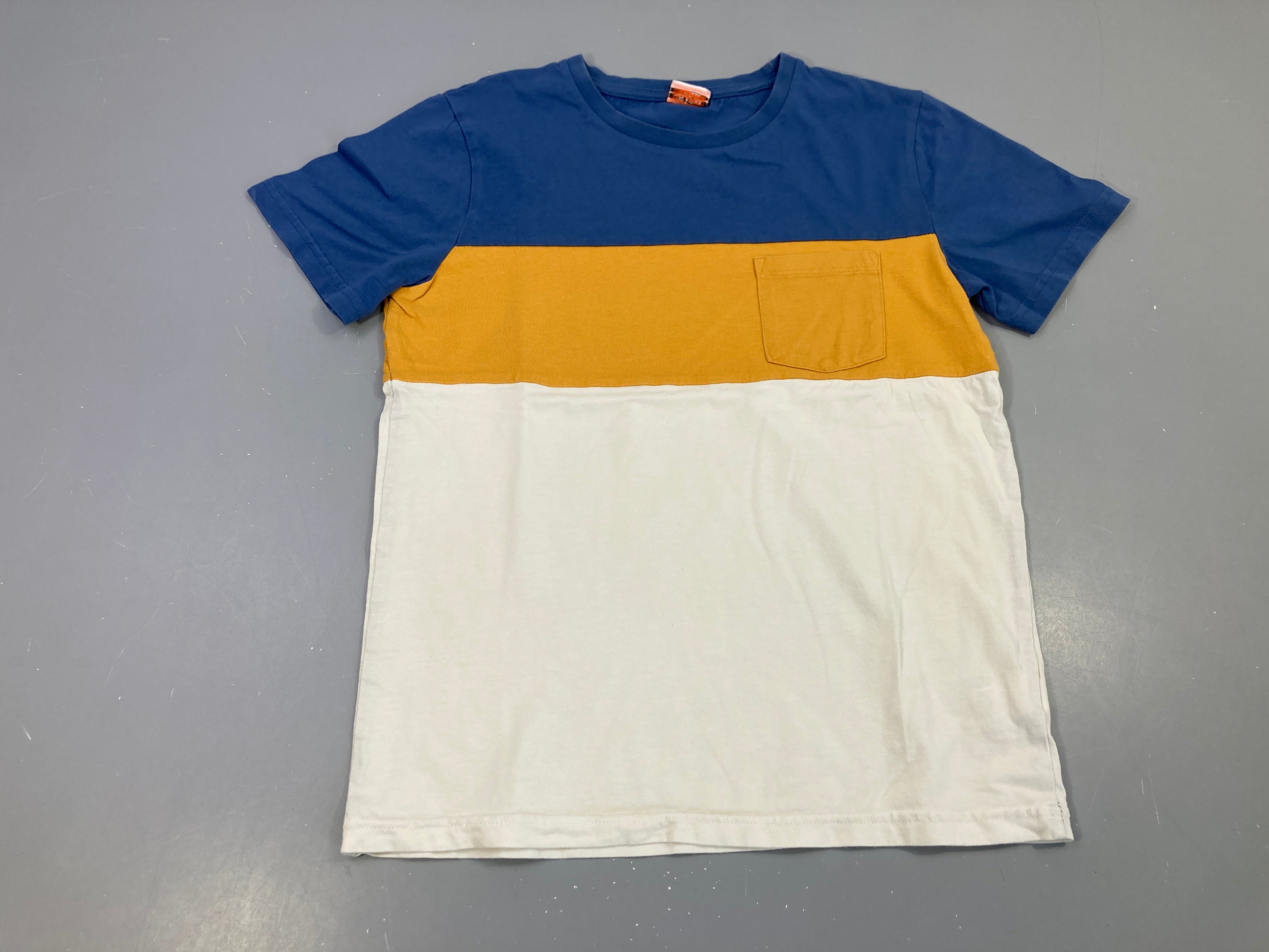 T-shirt m.c bleu/jaune/blanc poche