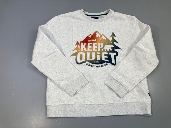 Sweat gris clair chiné keep quiet, moins cher chez Petit Kiwi