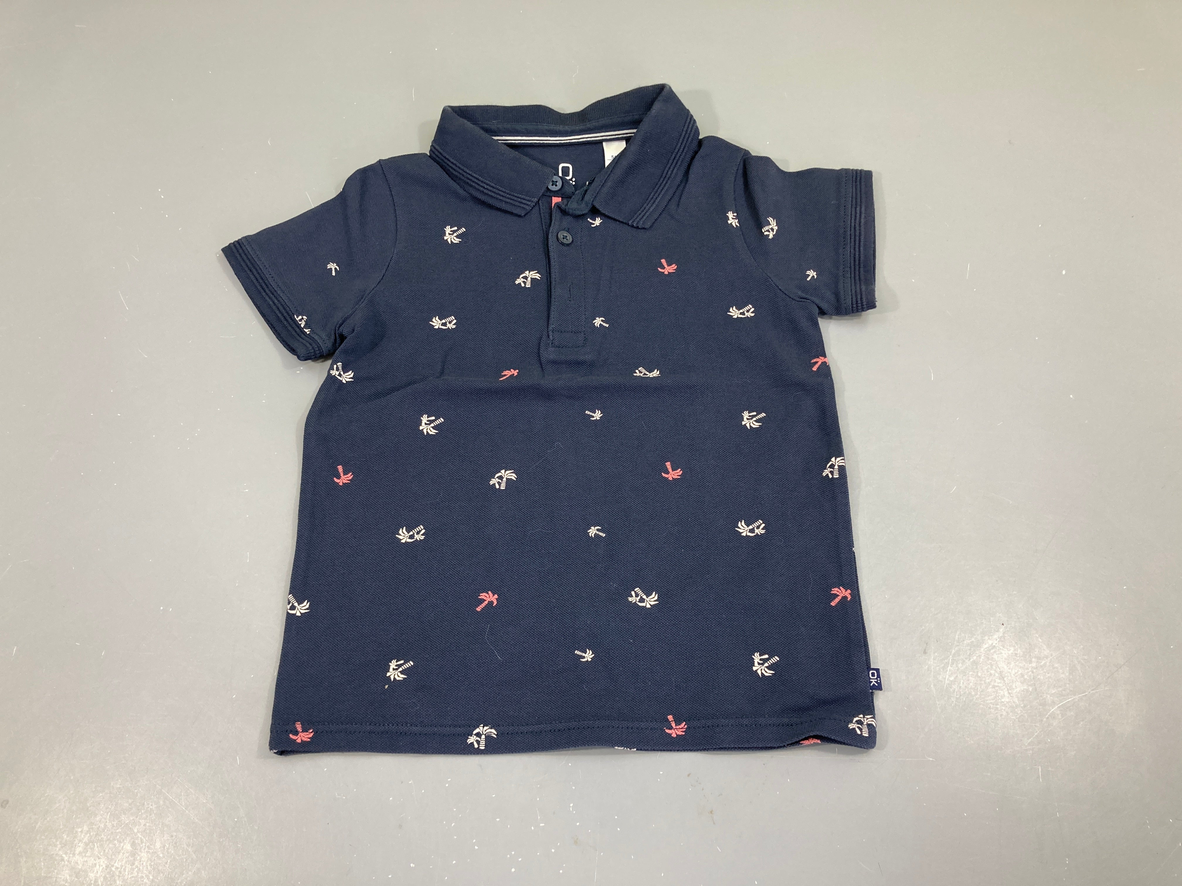 Polo m.c bleu foncé palmiers