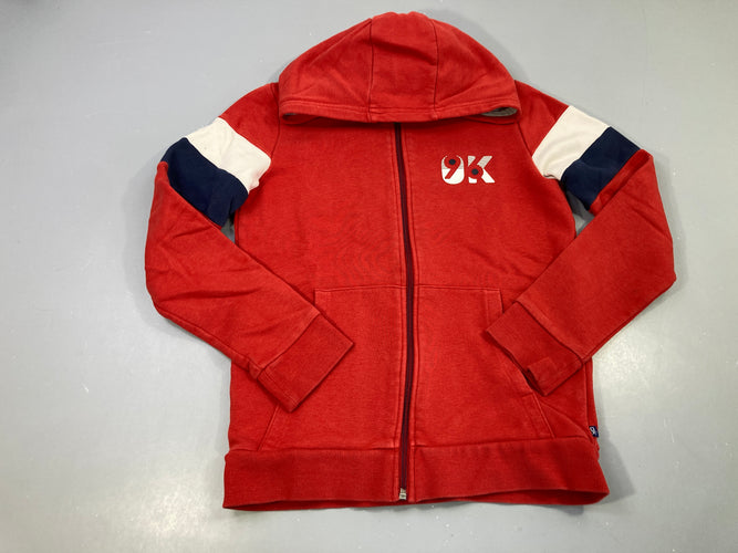 Sweat zippé rouge à capuche OK, moins cher chez Petit Kiwi