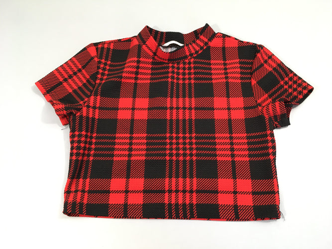 Blouse m.c à carreaux rouge-noir, moins cher chez Petit Kiwi