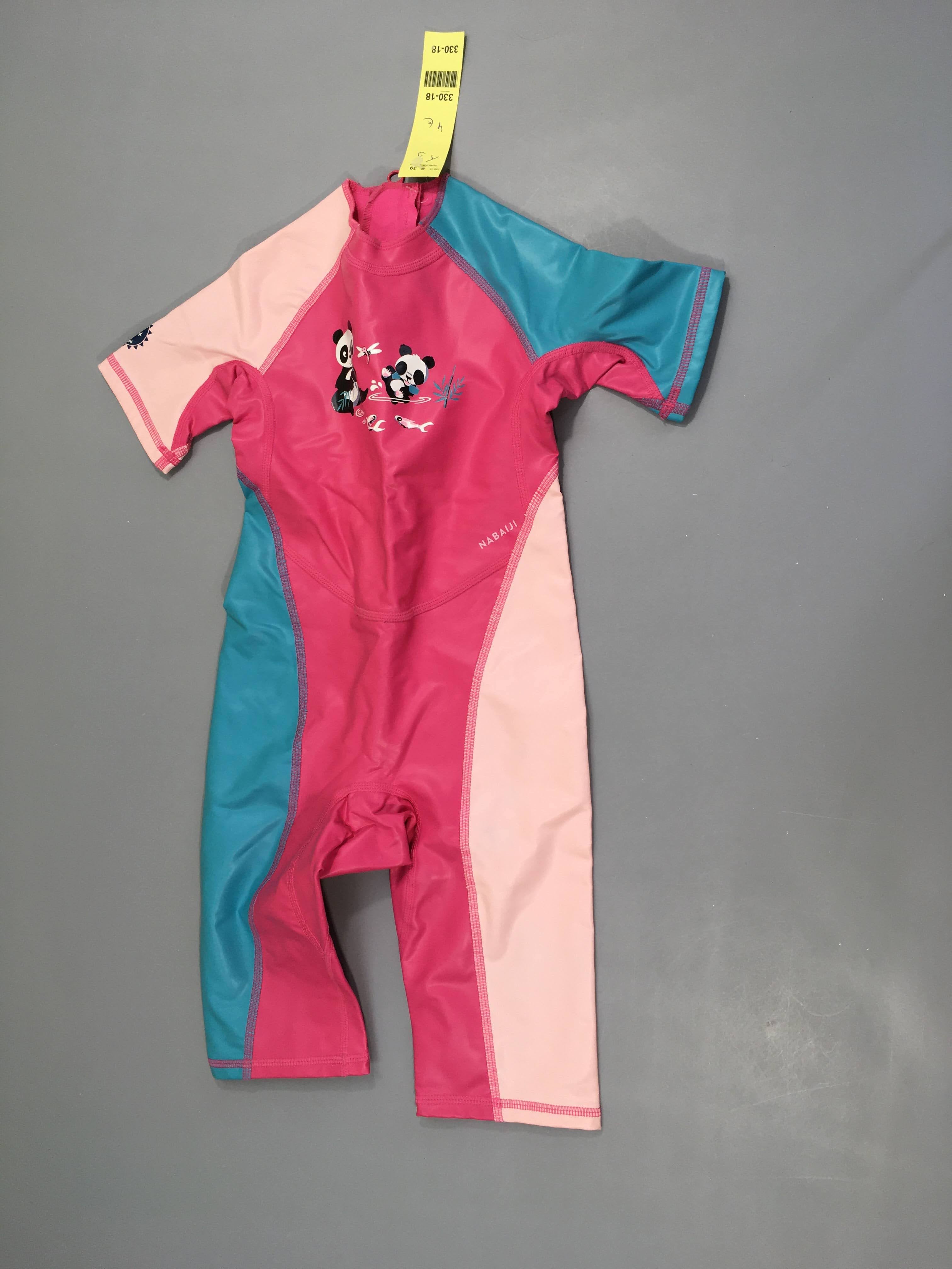 Combi anti froid/anti uv rose/bleu pandas