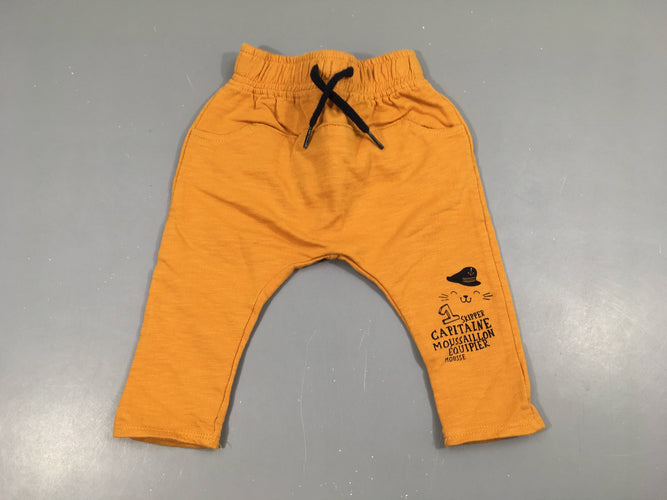 Pantalon jersey orange flammé chat, moins cher chez Petit Kiwi