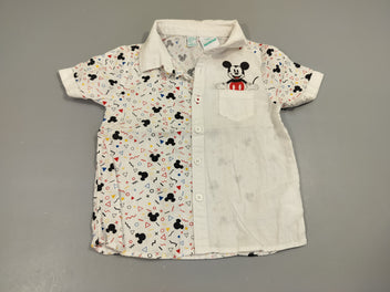 Chemise m.c blanche Mickey 100% coton