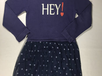 Robe ml bleue jersey et tulle  à ronds pailletés -  Hey !