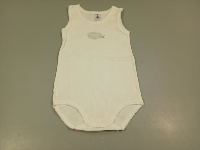 Body à bretelles blanc texturé petit canard "Petit bâteau  toujours", moins cher chez Petit Kiwi