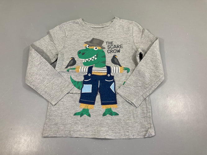 T-shirt m.l gris flammé dino the scare crow, moins cher chez Petit Kiwi