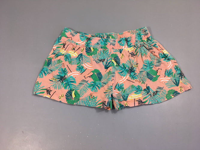Short jersey rose pâle feuillage vert parasol, moins cher chez Petit Kiwi