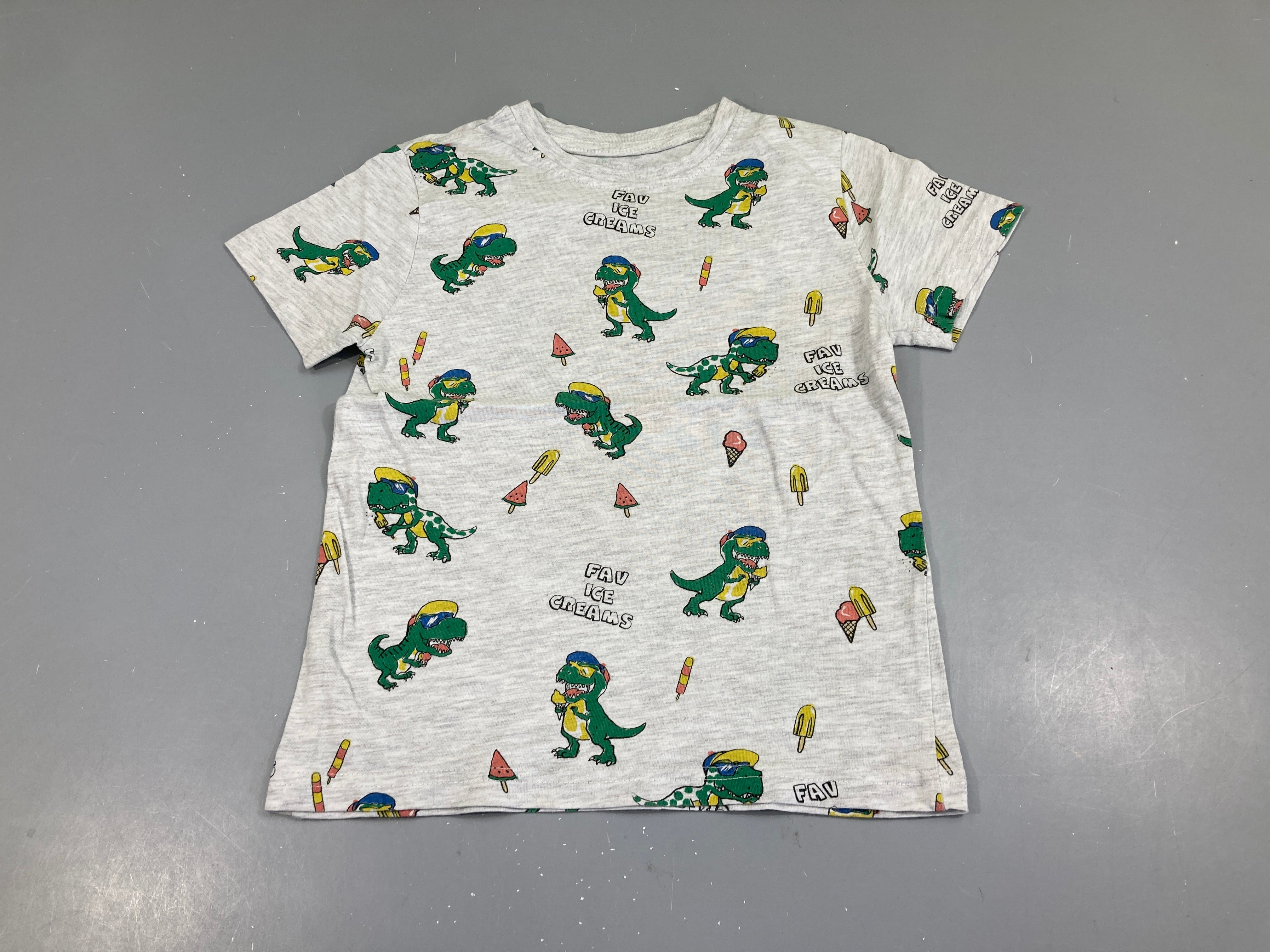 T-shirt m.c gris clair flammé dinos glaces