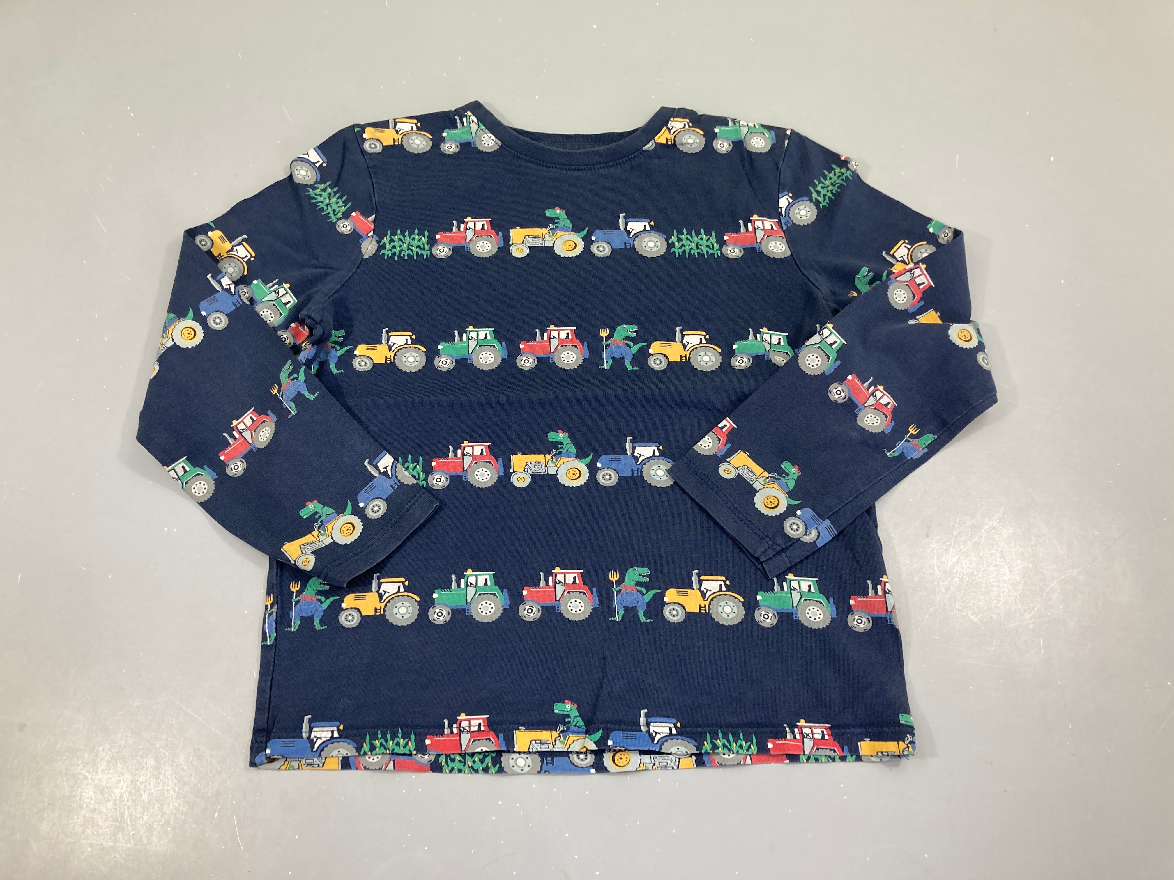 T-shirt m.l bleu foncé tracteur dino
