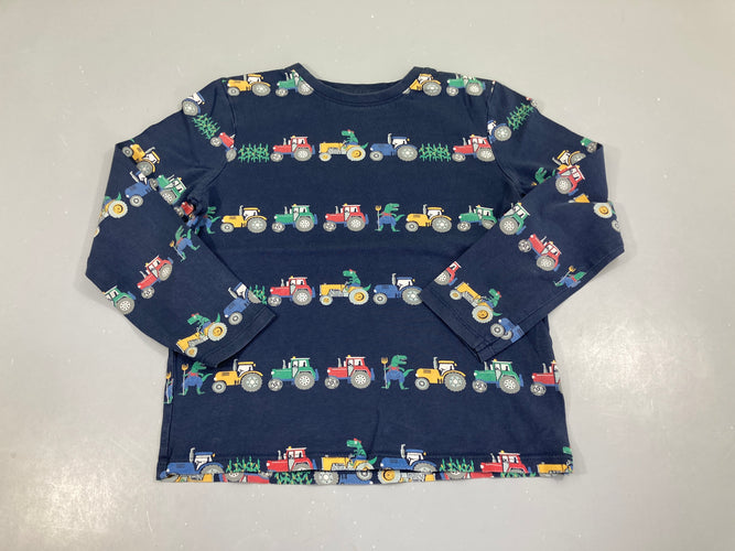 T-shirt m.l bleu foncé tracteurs dinos, moins cher chez Petit Kiwi