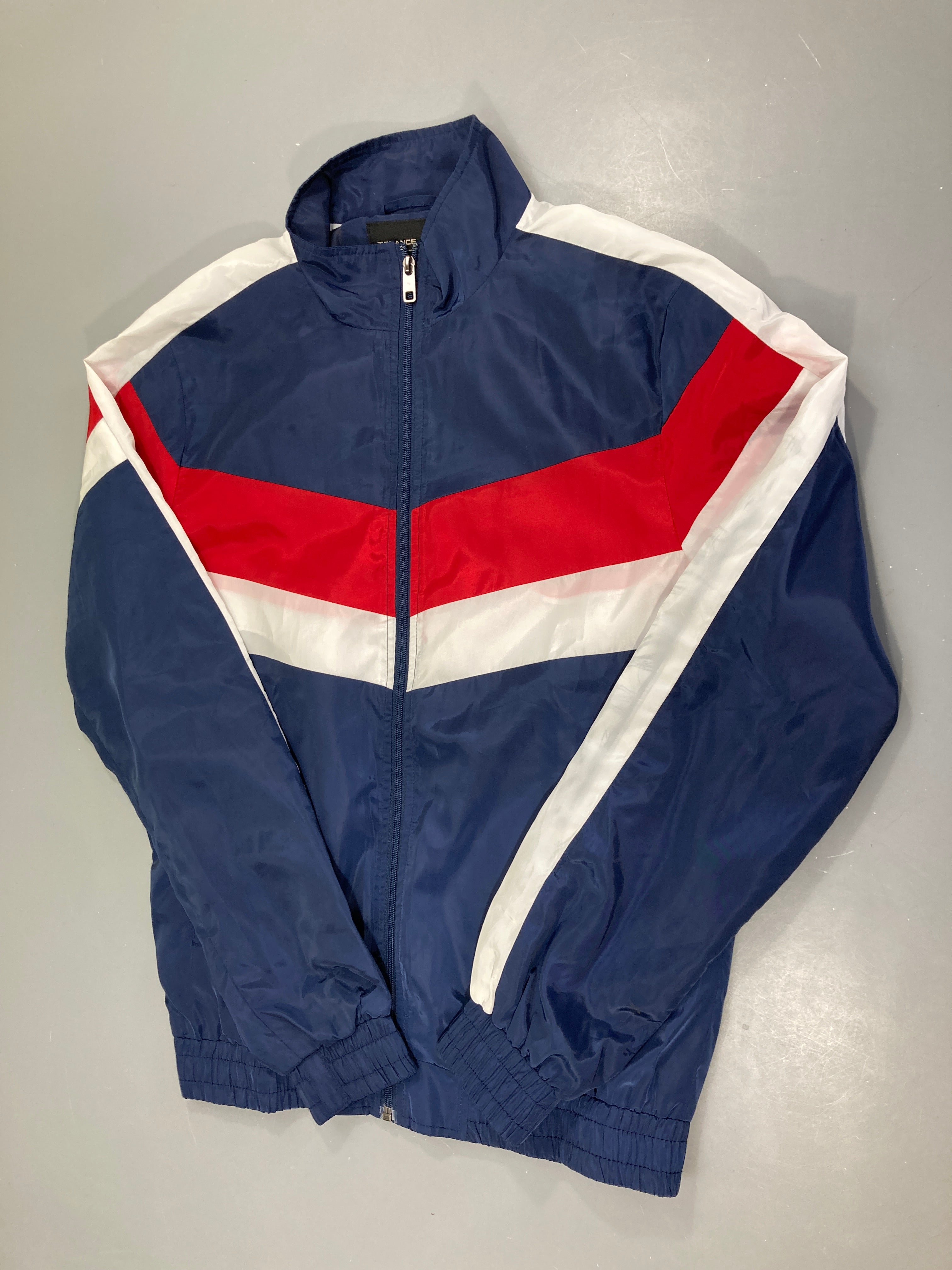 Veste légère zippée kaki/bleu foncé sports design à capuche