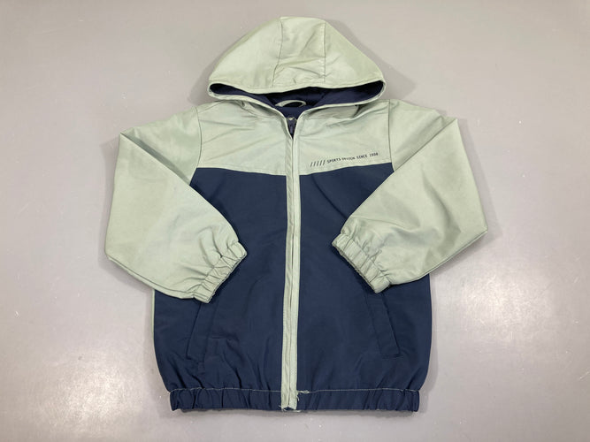Veste légère zippée kaki/bleu foncé sports design à capuche, moins cher chez Petit Kiwi