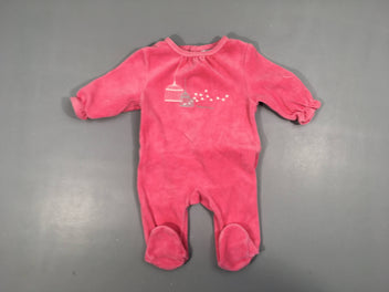 Pyjama velours rose cages oiseaux
