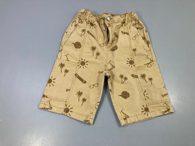 Bermuda beige motifs été skate, moins cher chez Petit Kiwi